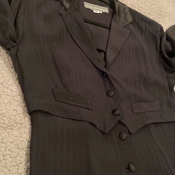 Karen Alexander Vintage Tuxedo Dress Size 8 Made in The USA  Stripe - Picture 4 of 12
